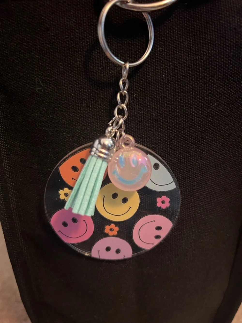 Handmade Key Chain and Bookmark Smiley Face & Floral Set
